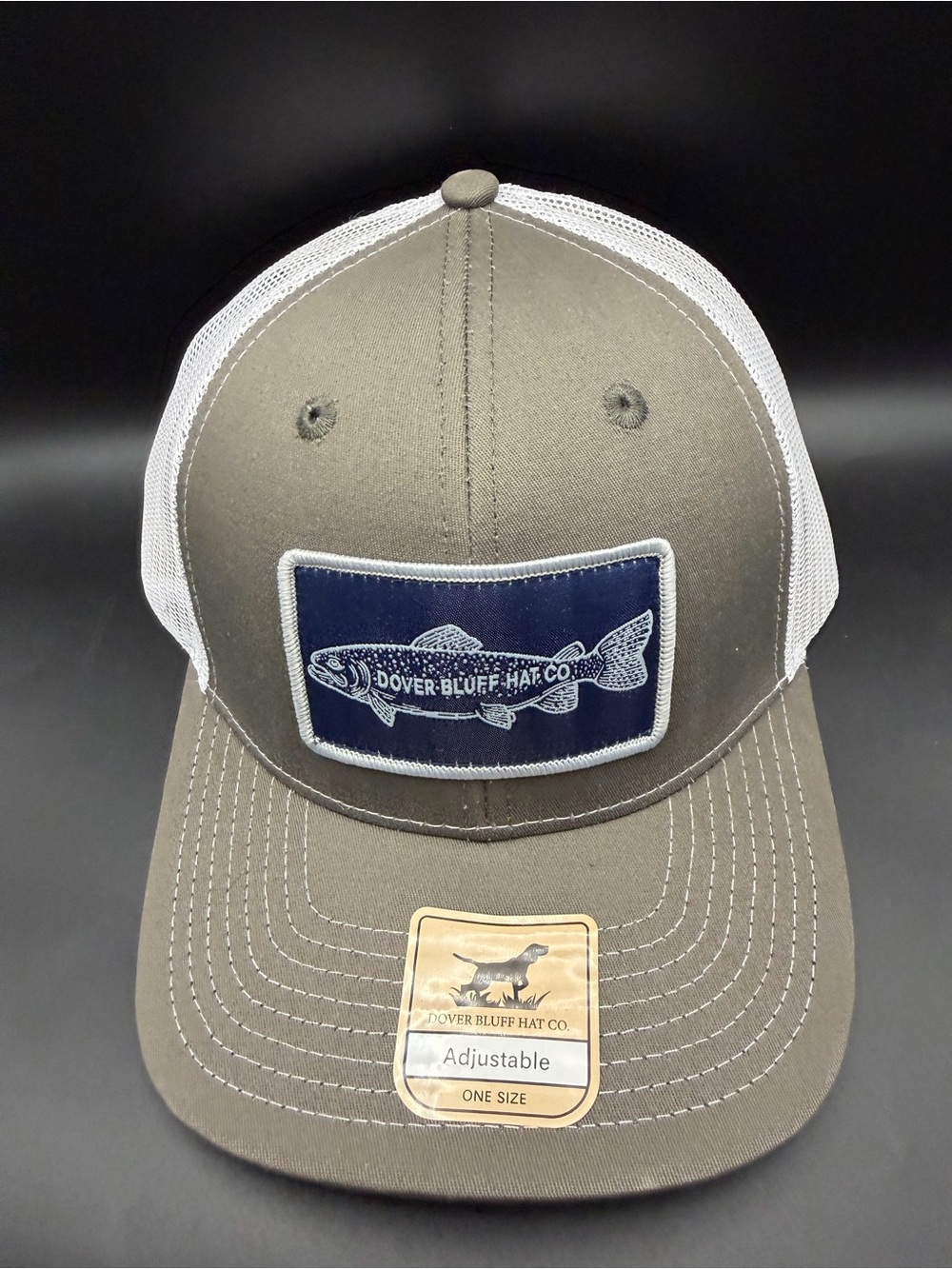 Dover Bluff Fish Patch Trucker Hat - Olive & White